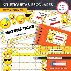 Emojis: Kit imprimible etiquetas escolares