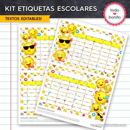 Emojis: Kit imprimible etiquetas escolares