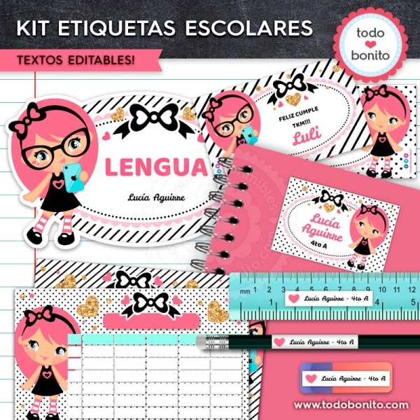 Etiquetas personalizadas escolares