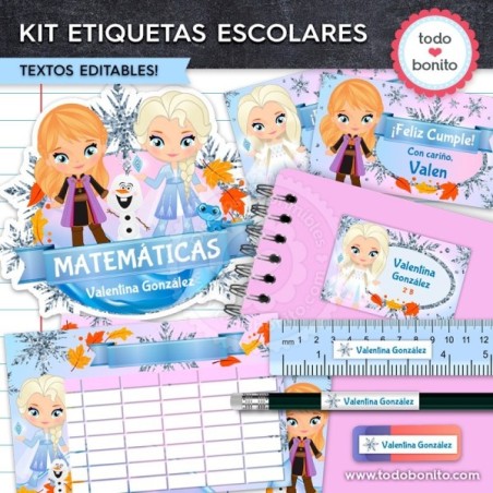 Frozen 2: Kit imprimible etiquetas escolares