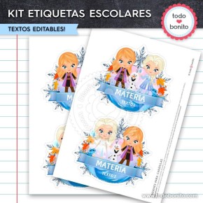 Frozen 2: Kit imprimible etiquetas escolares