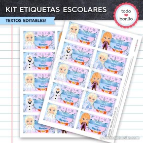 Frozen 2: Kit imprimible etiquetas escolares