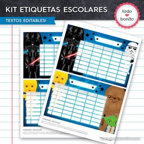 Star Wars: Kit imprimible etiquetas escolares