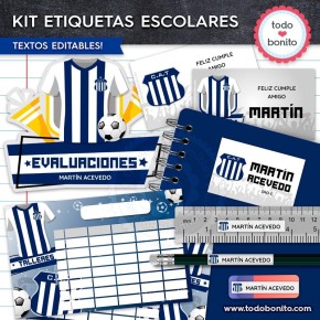 Fútbol Talleres: Kit imprimible etiquetas escolares