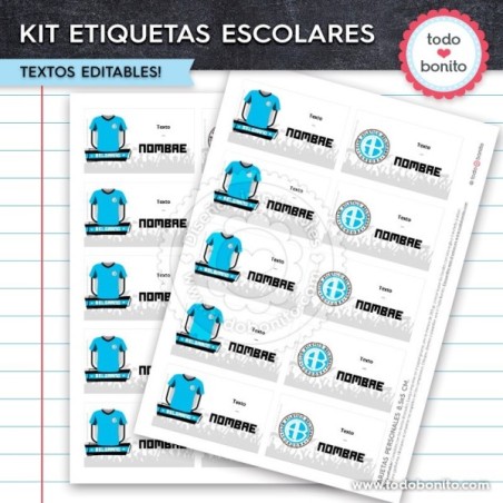 Fútbol Belgrano: Kit imprimible etiquetas escolares