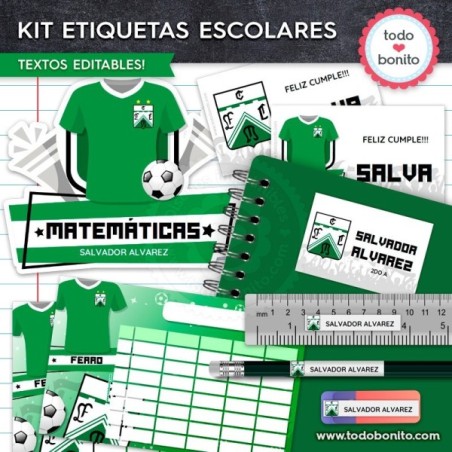 Fútbol Ferro: Kit imprimible etiquetas escolares