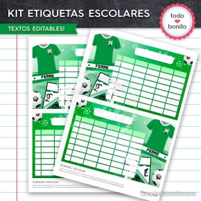 Fútbol Ferro: Kit imprimible etiquetas escolares