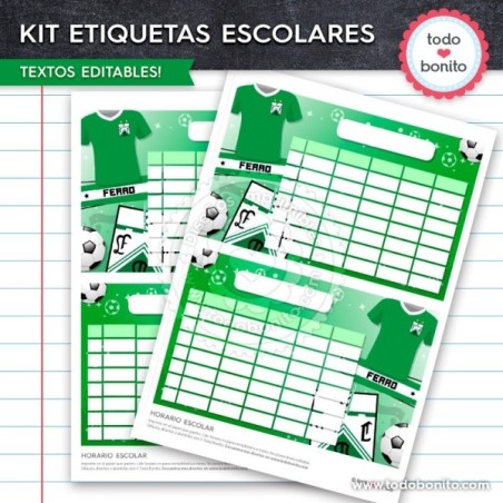 Fútbol Ferro: Kit imprimible etiquetas escolares