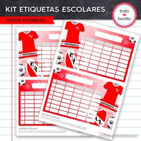Fútbol Independiente: Kit imprimible etiquetas escolares