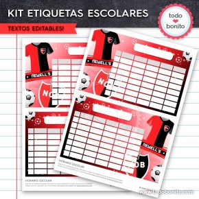 Fútbol Newell's: Kit imprimible etiquetas escolares