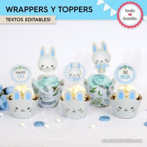Conejito: wrappers y toppers