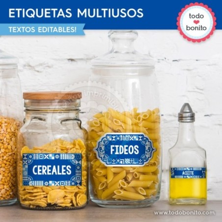 Escandinavo azul: etiquetas multiusos