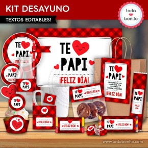 Te quiero: kit imprimible desayuno