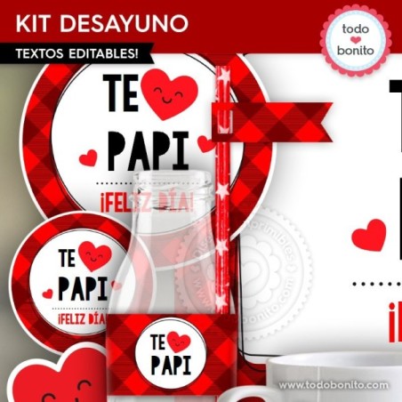 Te quiero: kit imprimible desayuno