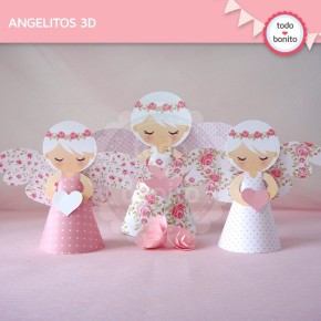 Shabby Chic rosa: angelitos 3D