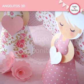 Shabby Chic rosa: angelitos 3D