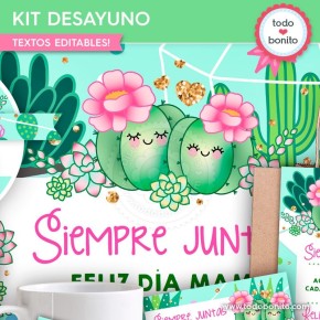 Cactus: kit imprimible desayuno