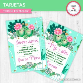 Cactus: tarjeta imprimible y digital