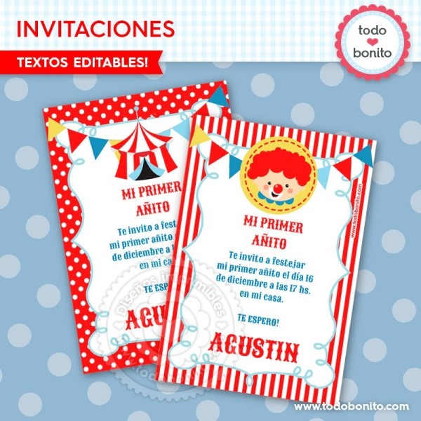 Circo niños: invitación para imprimir