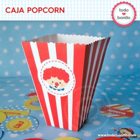 Circo niños: Caja popcorn para imprimir
