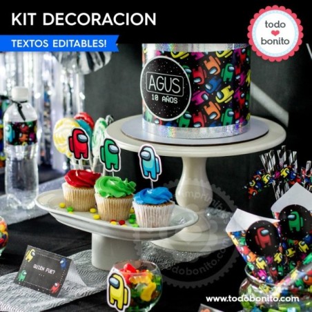 Among Us: kit imprimible decoración de fiesta