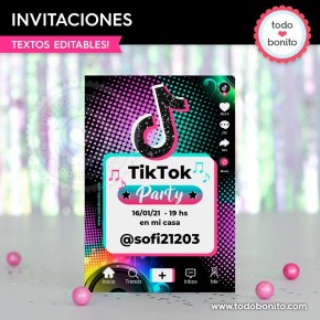 TikTok: invitación imprimible y digital