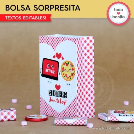 Netflix y Pizza: bolsa sorpresita para imprimir