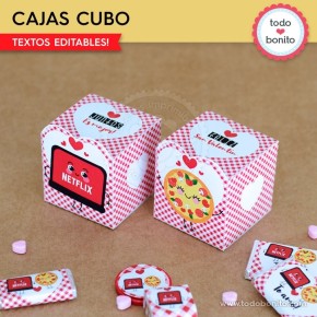 Netflix y Pizza: cajas cubo