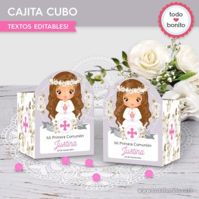 Primera Comunión modelo Justina: cajitas cubo