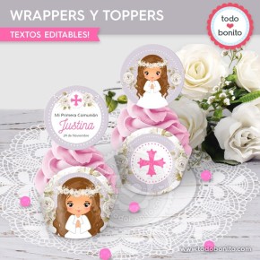 Primera Comunión modelo Justina: wrappers y toppers