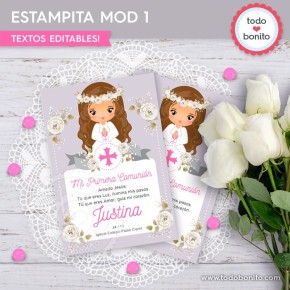 Primera Comunión modelo Justina: Estampita MOD 1