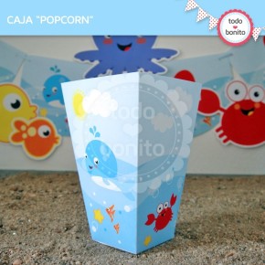 Animalitos de Mar: Caja popcorn para imprimir