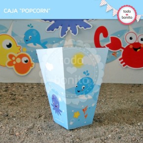 Animalitos de Mar: Caja popcorn para imprimir