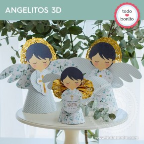 Follaje y Cruz: angelitos 3D