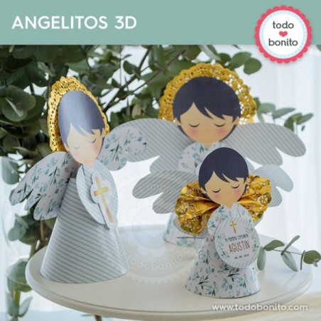 Follaje y Cruz: angelitos 3D