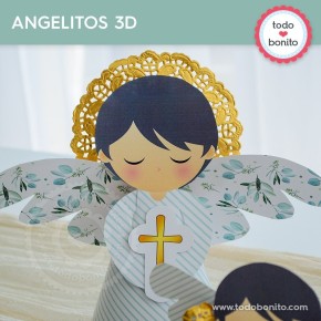 Follaje y Cruz: angelitos 3D