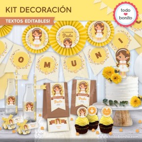 Comunión modelo Paula: kit imprimible decoración de fiesta