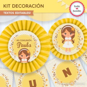 Comunión modelo Paula: kit imprimible decoración de fiesta