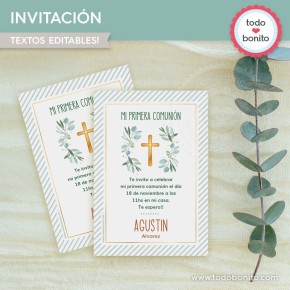 Follaje y Cruz: invitación imprimible y digital