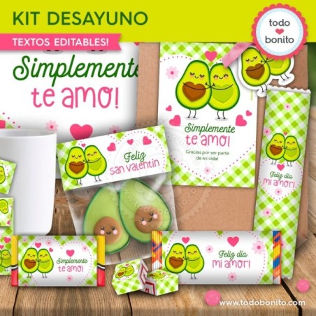 Paltas enamoradas: kit imprimible desayuno