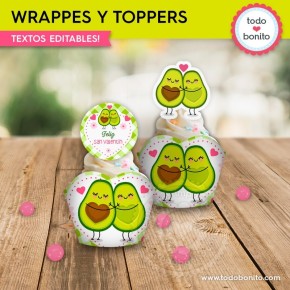 Paltas enamoradas:  wrappers y toppers cupcakes