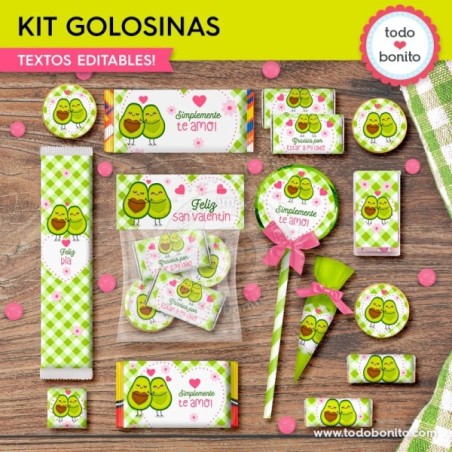 Paltas enamoradas: kit etiquetas de golosinas