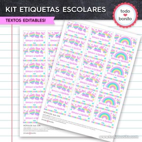 Pop it colores pastel: Kit imprimible etiquetas escolares