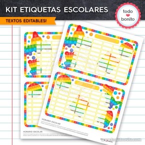 Pop it colores pastel: Kit imprimible etiquetas escolares