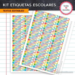 Pop it colores pastel: Kit imprimible etiquetas escolares