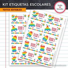 Pop it colores pastel: Kit imprimible etiquetas escolares