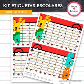 Pokémon: etiquetas escolares