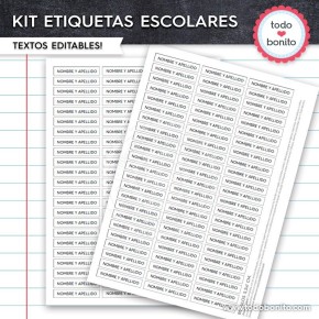 Gamer: Kit imprimible etiquetas escolares