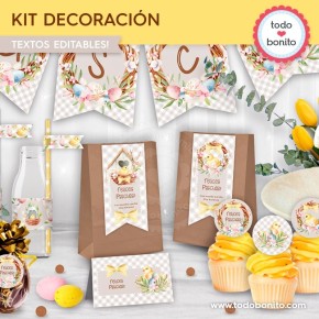 Pascuas pollito: kit imprimible decoración de fiesta