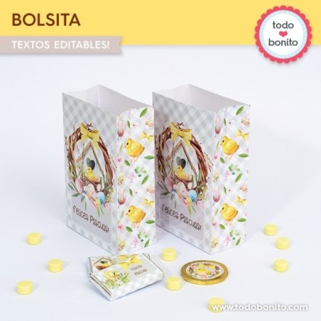 Pascuas pollito: bolsas sorpresita para imprimir